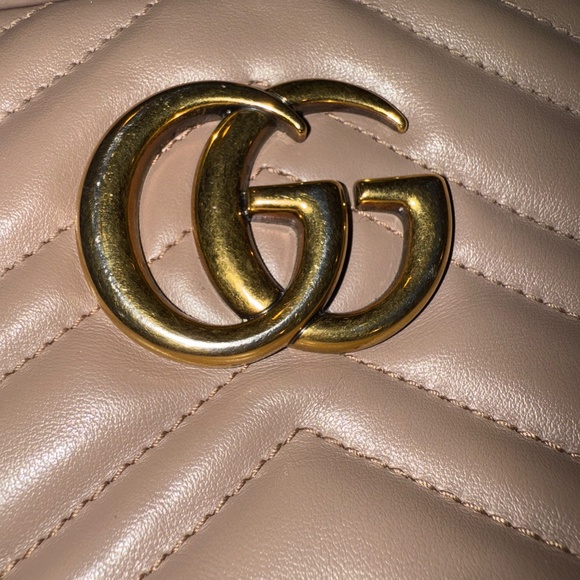 Gucci GG Marmont Small Camera Bag – Pale Pink / Taupe Quilted Leather - Picture 12 of 13